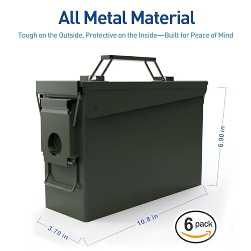 HARDROCK Metal Ammo Can, Ammo Box - color: Blackish green, size: 30cal *6