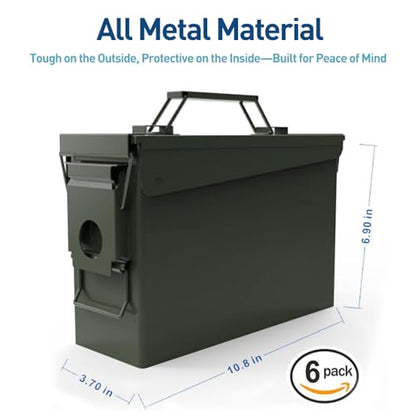 HARDROCK Metal Ammo Can, Ammo Box - color: Blackish green, size: 30cal *6