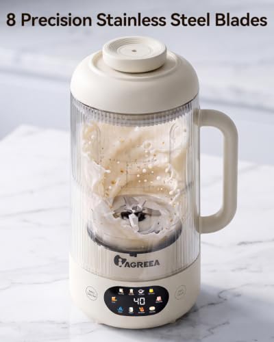 IAGREEA 35oz Glass Nut Milk Maker Machine, 10 in 1 Noise Reducing Soy Maker - color: beige