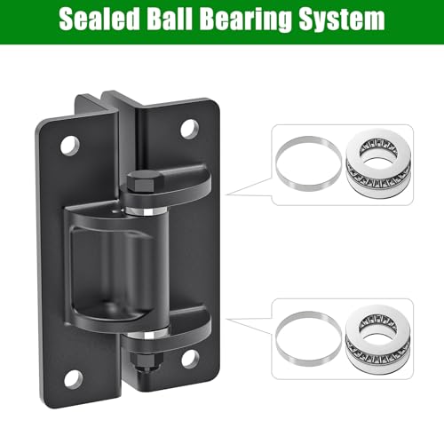 Insaga 6mm Heavy Duty Bolt On Gate Hinges, 1000 lbs Capacity Anti Sag L-Shaped Gate Hinge with Bearings, 6.5 in Powder Coated Black Carbon Steel Gate Hardware for Garden Fence Barn Farm Gate, 4 Pack