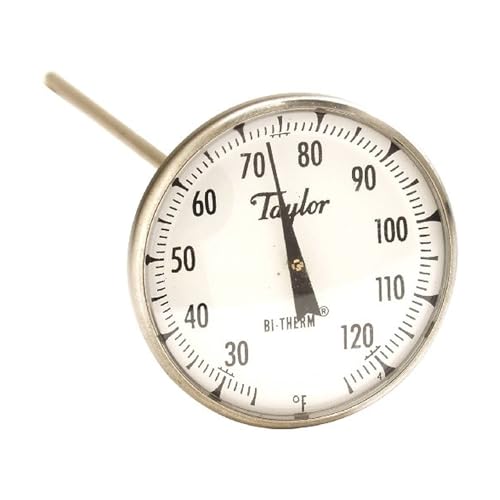 Taylor Bi-Therm Superior Grade Bi-Metal Thermometer (8-Inch Stem, 2-Inch Dial, 25- to 125-Degrees Fahrenheit) - size: 8 inches Stem, 2 inches Dial, 25 to 125 Degree F