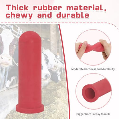 6PCS Calf Feeder Pacifier Teats Soft Rubber Food Grade Feeding Nipples - color: RED