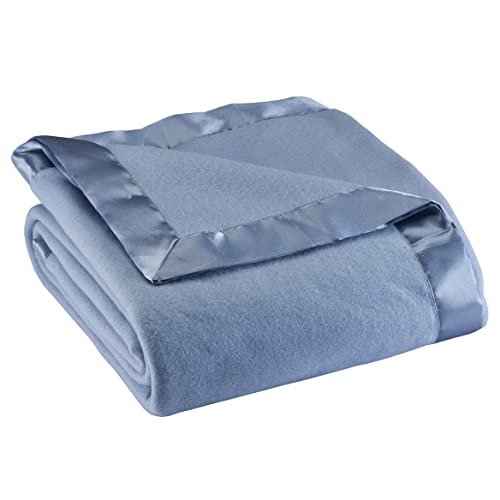 OakRidge Fleece Blanket with Luxurious Satin Binding Edges, Lightweight - color: Blue, size: King