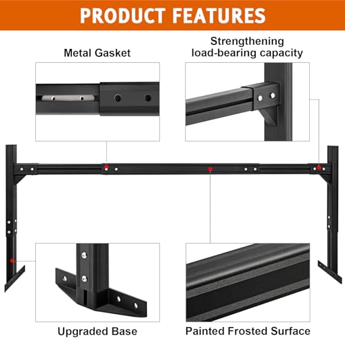 CIRONBOW Adjustable Aluminum Trailer Ladder Rack, Cargo Box Rack with 2 Straps, Adjustable Length 5.7FT-7.7FT, 2 Bars - Fit for Open and Enclosed Trailers, 800LB Capacity