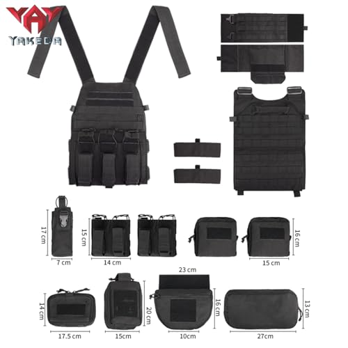 YAKEDA Tactical Training Vest with PALS System - Multi-Pocket Adjustable Straps Quick-Release Buckle for Hunting - color: Mud Color