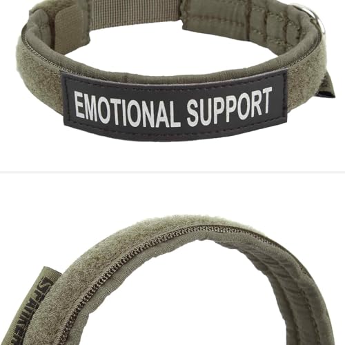 EXCELLENT ELITE SPANKER Tactical Nylon Padded Medium Dog Collar Adjustable - color: Ranger Green, size: S-(13.2"-17.5")