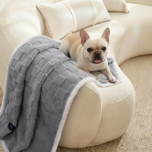 Luciphia Waterproof Dog Blanket, Reversible Fleece & Sherpa, Couch Cover - color: Cookie Gray, size: Small(40x28 inch)