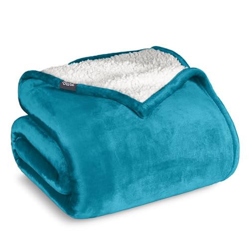 Bare Home Sherpa Fleece Blanket (Twin/Twin XL, Caribbean Sea) | Reversible Blanket for Bed, Sofa, and Couch, Warm & Lightweight, Fluffy & Soft - color: 16 - Caribbean Sea, size: Twin/Twin XL