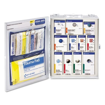 First Aid Only 90658 25-Person SmartCompliance First Aid Kit for Businesses, ANSI 2015 Compliant Metal Food Service First Aid Cabinet, 94 Pieces