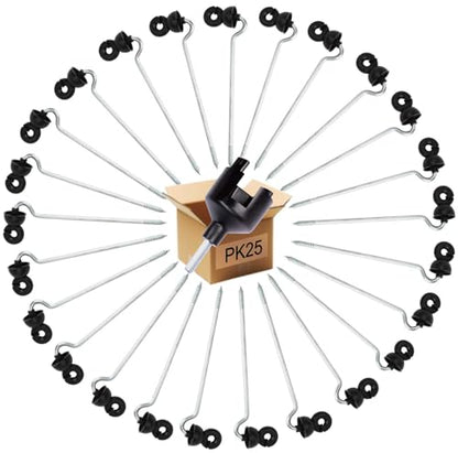 Electric Fencing Offset Long Distance Goose Neck Screw-in Ring Insulator w/8.8 inch Support PK25 - size: PK25