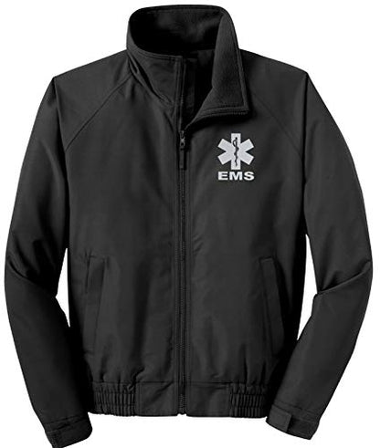 Smart People Clothing EMS economy jacket, REFLECTIVE logo fleece lining Emergency Medical - color: Black, size: Medium