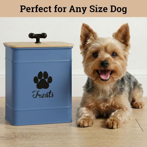 Dog Treat Container Airtight, 6"W x 8"H, Powder Coated, 12 Cup Capacity - color: Blue