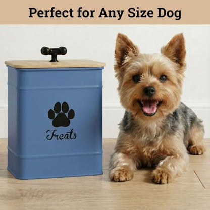 Dog Treat Container Airtight, 6"W x 8"H, Powder Coated, 12 Cup Capacity - color: Blue