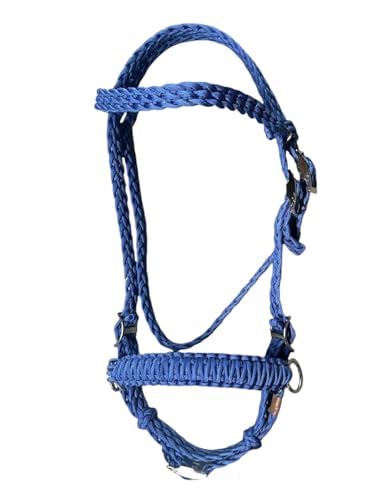 pony bitless bridle horse tack side pull hackamore royal blue