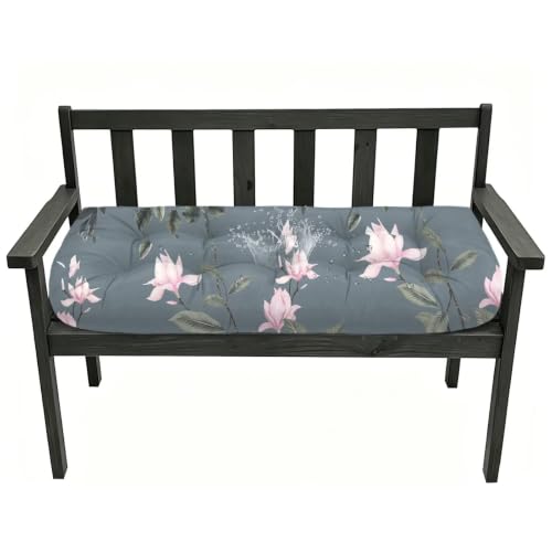 Outdoor Bench Cushion Printed Tufted Loveseat Cushion for Patio - color: Grey Pink