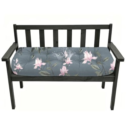 Outdoor Bench Cushion Printed Tufted Loveseat Cushion for Patio - color: Grey Pink