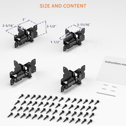 SKYSEN Self-Closing Fence Gate Hinges, Latch, and 24" Drop Rod for Double Gate Fence, Fence Gate Hardware - Easy to Install, Sturdy and Durable - Black Plastic Coated(smzt-01)