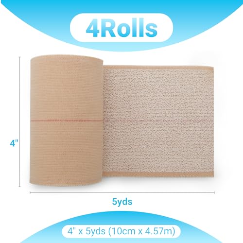 OK TAPE Elastic Adhesive Tape Bandage Tape Wrap 4 Inch Wide 4 Rolls - size: 4 Inch x 5 Yard