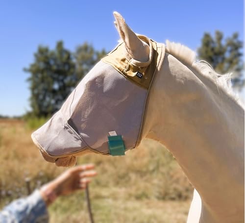 TSZ Horse Fly Mask with Nose Cover - UV Block 70% Breathable Mesh Flymask - size: Horse