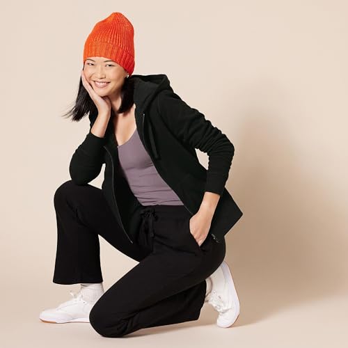Amazon Essentials Women's Sherpa-Lined Fleece Full-Zip Hooded Jacket with Drawstring (Available in Plus Size) - color: Black, size: X-Small