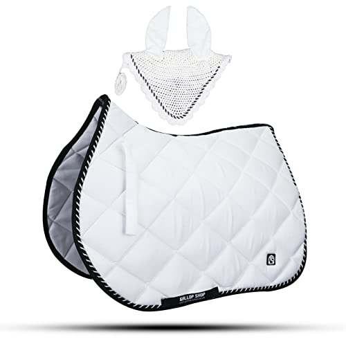 General Saddle Pads with Matching Fly Veil Set (Ship from USA) - color: White, size: Full