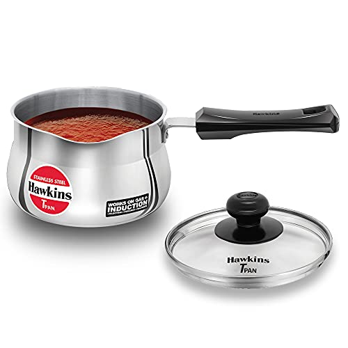 Hawkins Stainless Steel Tpan 1.5L with Glass lid - size: 1.6 Quarts