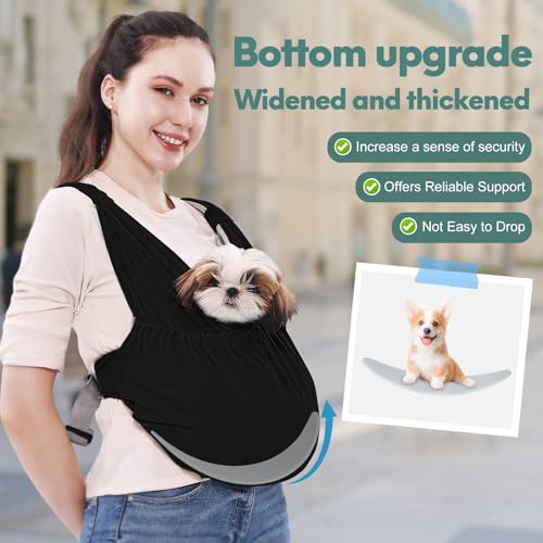 Supet Dog Sling Carrier for Small Pet, Adjustable Hands Free Front Backpack - color: Black, size: Plus