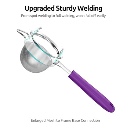 U-Taste Fine Mesh Strainer, 18/8 Stainless Steel Sieve 30 Mesh, S/Purple - color: (5) Purple, size: S-3.35in
