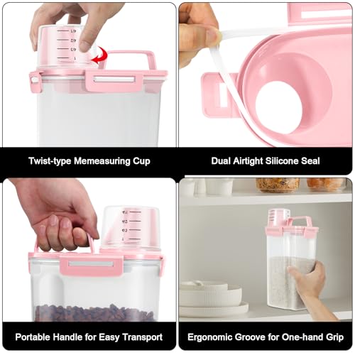 2 Pack 3 Lbs Pet Dog Cat Food Bird Seed Storage Containers for Travel -Pink - color: Pink-3L 2Pack