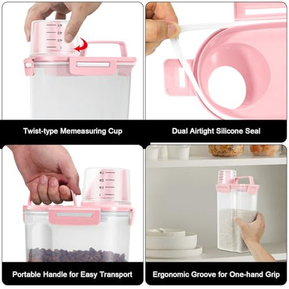 2 Pack 3 Lbs Pet Dog Cat Food Bird Seed Storage Containers for Travel -Pink - color: Pink-3L 2Pack