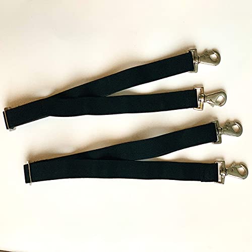 Majestic Ally Pack of 2 Adjustable Length Horse Blanket Sheet Replacement Elastic Leg Strap with Double Swivel Snaps (Black) - color: Black