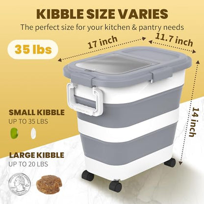 HOYTAMDA 25-35Lbs Rice Container,Collapsible Food Storage Container Wheels - color: Grey/25-35lbs