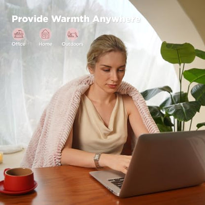 Templewet Heated Blanket Throw 50" x 60",Fluffy Electric Blanket,Pink | Timer Settings,Auto Off,Soft Sherpa Heated Throw Blanket,Machine Washable,Fast Heating for Sofa Bed Office Use,Gifts for Mom - color: Frosty Pink