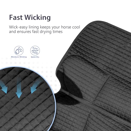 Harrison Howard Diamond Quilted Dressage Saddle Pad Adjustable with 4 Pockets and Foam Inserts with Differentiated Thickness Horse Riding Pad with Added Cushioning and Comfort