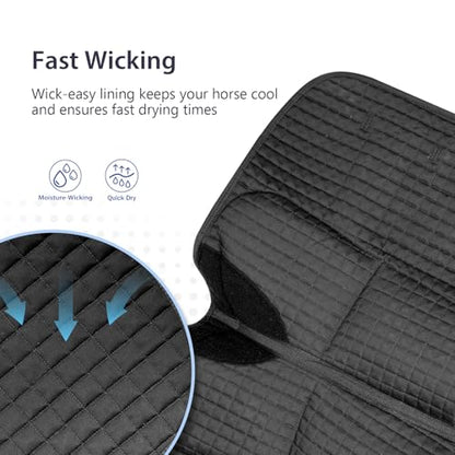 Harrison Howard Diamond Quilted Dressage Saddle Pad Adjustable with 4 Pockets and Foam Inserts with Differentiated Thickness Horse Riding Pad with Added Cushioning and Comfort
