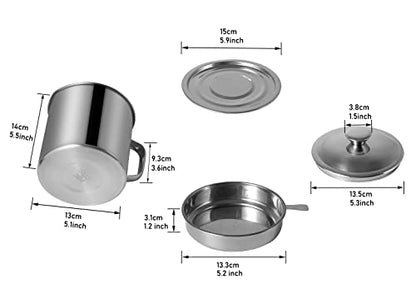 Bacon Grease Container with Strainer 60 oz for Kitchen Saver with Tray - size: 60oz