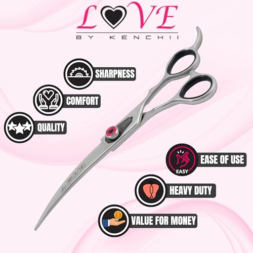 Kenchii Love Dog Grooming Shears, 7in Curved - size: 7.0" Curved