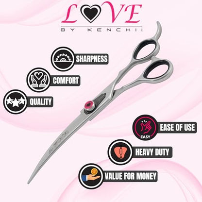 Kenchii Love Dog Grooming Shears, 7in Curved - size: 7.0" Curved