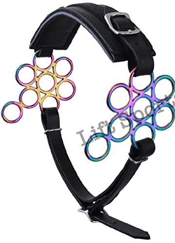 Black/Brown Rainbow Multi Color Hackamore Bitless Horse Bit English Western Adjustable Flower Original Leather Bridle Equestrian Tack (Brown)