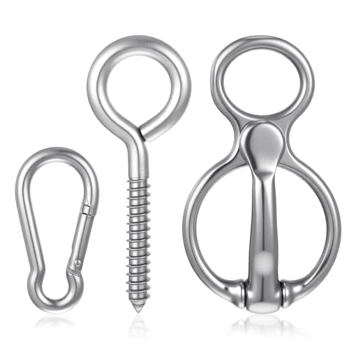 Horse Tie Ring (1 Pack) - Safe & Humane Horse Training Equipment with Magnetic Release, Eye Bolt & Quick Snap - Stainless Steel Tack to Prevent Horses from Pulling Back