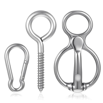 Horse Tie Ring (1 Pack) - Safe & Humane Horse Training Equipment with Magnetic Release, Eye Bolt & Quick Snap - Stainless Steel Tack to Prevent Horses from Pulling Back