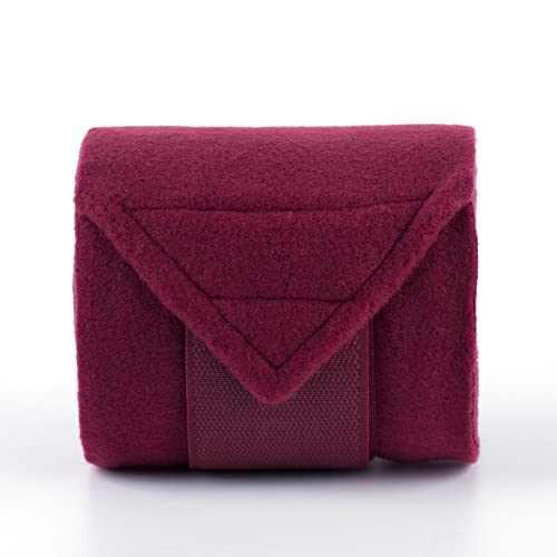 Horse Polo Wraps Soft Fleece Polo Wraps Equestrian Leg Bandage Wrap Set of 4 Packs - color: Wine Red