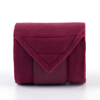 Horse Polo Wraps Soft Fleece Polo Wraps Equestrian Leg Bandage Wrap Set of 4 Packs - color: Wine Red