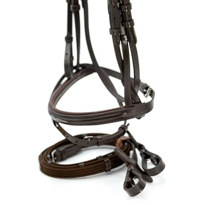 Jeffers Uniquely English Leather Horse Bridle with Reins, Padded Crown, Adjustable Noseband, English Bridle Tack for Hunter, Jumping, Dressage, Riding - size: Full