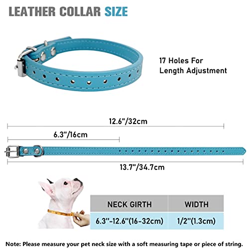 Puppy Collar for Litter Adjustable Leather ID Collars for Puppy Small Dog - size: S(Neck:6''~13'')
