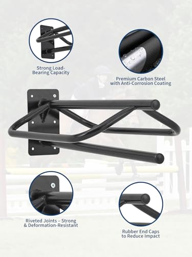 2 Pack Wall Mounted Saddle Rack with Double Pad Bar, Heavy Duty Steel Saddle Stand Powder-Coated Saddle Tack Storage for English & Western Saddles/Blankets, Horse Tack Organization Wall Storage,Black - size: 2Pcs Wall Mounted