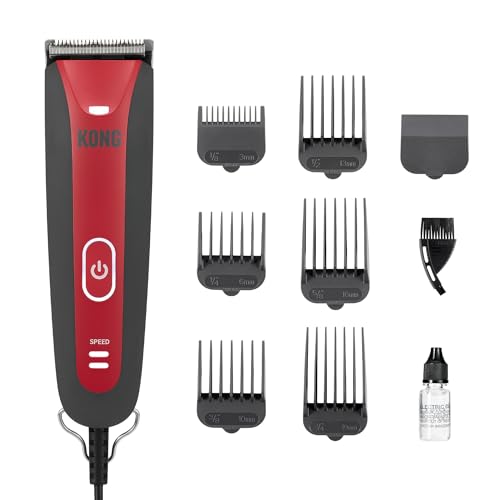 Kong 2-Speed Dog Clipper Grooming Kit Waterproof 6 Combs Medium Coat Types - style: 2-Speed Corded Kit