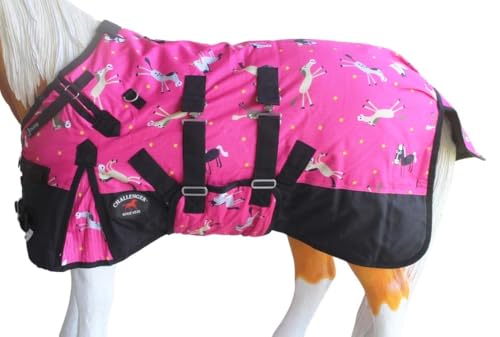 CHALLENGER 1200D Miniature Weanling Donkey Pony Horse Foal Winter Blanket - color: Pink Pony, size: 60 inches