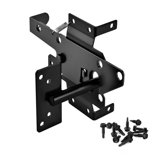 Self-Locking Gate Latch for Wooden Fence - Heavy Duty Automatic Gate Lock Gravity Door Latch Hardware for Secure Pool, Yard,Outdoor Garden, Metal Gates Vinyl Fences