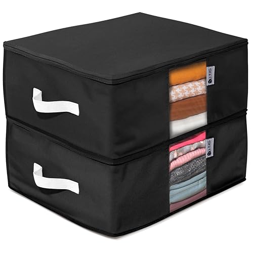 Cedar Clothes Storage Bag Organizer, Protects From Moths, Set of 2, Black - color: Black